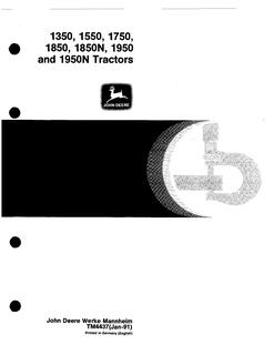 John Deere 1350, 1550, 1750, 1850, 1850N, 1950 and 1950N Tractors Technical Manual — actual manual cover