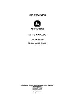 John Deere 135D Excavator Parts catalog PC10085 — actual manual cover