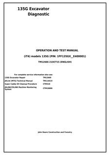 John Deere 135G Excavator Diagnostic Operation and Test Manual TM12666 — actual manual cover