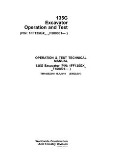 John Deere 135G Excavator Operation and Test Manual — actual manual cover