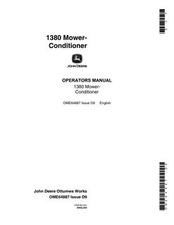 John Deere 1380 Mower-Conditioner Mower-conditioner Operator manual OME64887 — actual manual cover