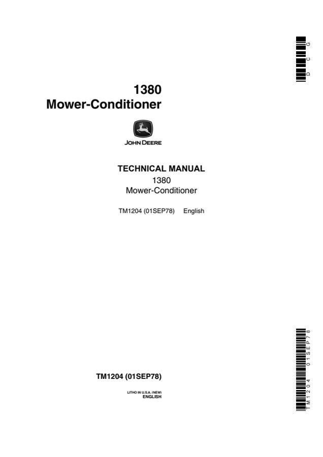 John Deere 1380 Mower-Conditioner Technical Manual — actual manual cover