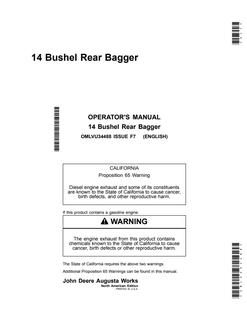 John Deere 14-Bushel Rear Bagger Operator Manual OMLVU34488 — actual manual cover