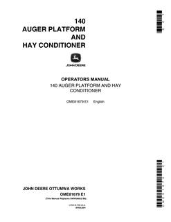 John Deere 140 Auger platform and hay conditioner Operator manual OME81679 — actual manual cover
