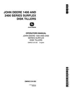 John Deere 1400 and 2400 Series Surflex Disk Tillers Operator's Manual — actual manual cover