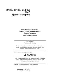 John Deere 1412E, 1810E, 1814E Ejector Scraper Operator Manual OMCM2010 — actual manual cover