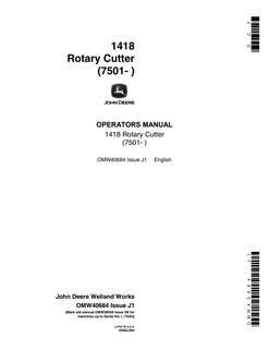 John Deere 1418 Rotary Cutter Rotary cutter Operator manual OMW40684 — actual manual cover