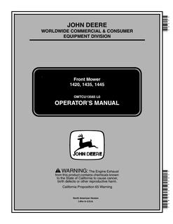 John Deere 1420, 1435 and 1445 Front Mowers Operator's Manual — actual manual cover