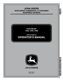 John Deere 1435, 1445, 1565 Front Mower Operator Manual OMTCU15665 — actual manual cover