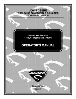 John Deere 1438GS, 1438HS, 1742HS Lawn tractor Operator Manual OMGX10573 — actual manual cover
