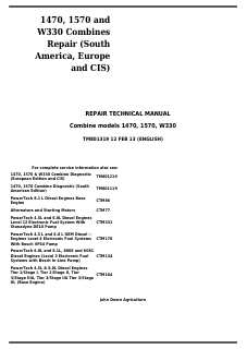 John Deere 1470, 1570 and W330 Combines Repair Technical Manual (TM801319) — actual manual cover