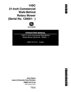 John Deere 14SC 21-Inch Commercial Walk-Behind Rotary Mower Rotary mower Operator manual OMM118174 — actual manual cover