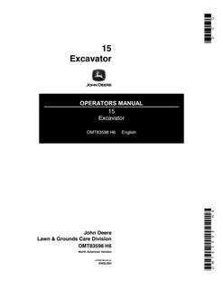 John Deere 15 Excavator Operator Manual OMT83598 — actual manual cover
