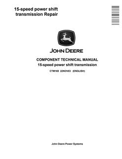 John Deere 15-Speed Power Shift Transmission Repair Component Technical Manual — actual manual cover