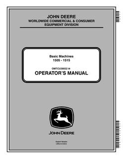 John Deere 1505 - 1515 Basic Machines Basic machine Operator manual OMTCU38832 — actual manual cover