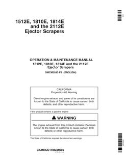 John Deere 1512E, 1810E, 1814E, 2112E Ejector Scraper Ejector scraper Operator manual OMCM2030 — actual manual cover