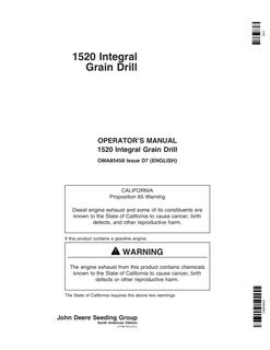 John Deere 1520 Integral Grain Drill Grain drill Operator manual OMA85458 — actual manual cover