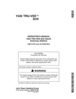 John Deere 1530 TRU-VEE Drill TRU-VEE drill Operator manual OMA72163 — actual manual cover