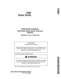John Deere 1590 Grain Drill Grain drill Operator manual OMN300317 — actual manual cover
