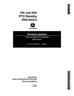 John Deere 15K, 25K PTO standby alternator Technical manual — actual manual cover
