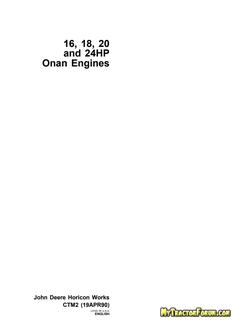 John Deere 16, 18, 20, 24 HP Onan Engine Component technical manual CTM2 — actual manual cover