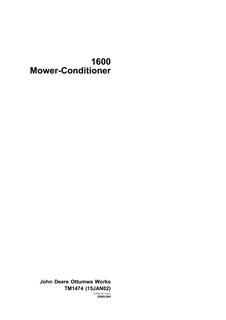 John Deere 1600 Mower-Conditioner Technical Manual — actual manual cover