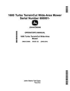 John Deere 1600 Turbo TerrainCut Wide-Area Mower Wide area mower Operator manual OMUC33600 — actual manual cover