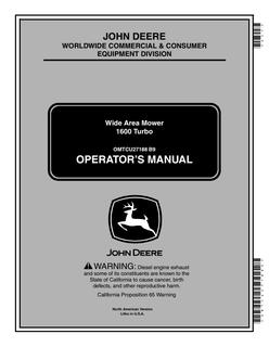 John Deere 1600 Turbo Wide Area Mower Wide area mower Operator manual OMTCU27188 — actual manual cover