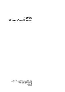 John Deere 1600A Mower-conditioner Technical manual TM1571 — actual manual cover