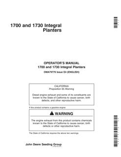 John Deere 1700, 1730 Planter Operator Manual OMA79776 — actual manual cover
