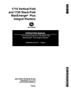 John Deere 1710 Vertical-Fold, 1720 Stack-Fold MaxEmerge Plus Integral Planters Planter Operator manual OMA69664 — actual manual cover