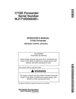 John Deere 1710D Forwarder Operator Manual OMF065857 — actual manual cover