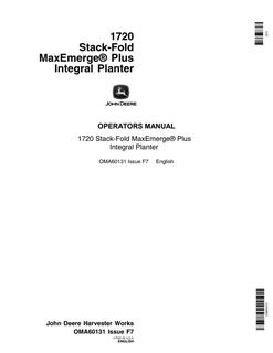 John Deere 1720 Stack-Fold MaxEmerge Plus Integral Planter Operator's manual OMA60131 — actual manual cover