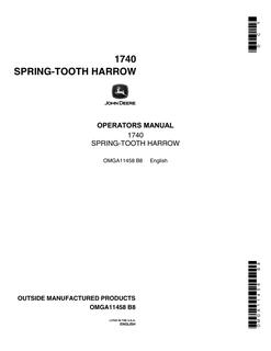 John Deere 1740 Spring-tooth harrow Operator's manual OMGA11458 — actual manual cover