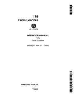 John Deere 175 Farm Loaders Operators manual — actual manual cover