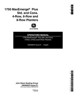 John Deere 1750 MaxEmerge Plus Standard and Conservation Planter Operator manual OMA69676 — actual manual cover