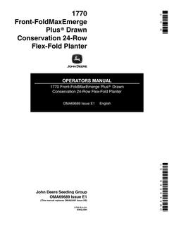 John Deere 1770 Front-Fold MaxEmerge Plus Drawn Conservation 24-Row Flex-Fold Planter Planter Operator manual OMA69689 — actual manual cover