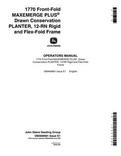 John Deere 1770 Front-Fold MaxEmerge Plus Drawn Conservation Planter Operator's Manual — actual manual cover