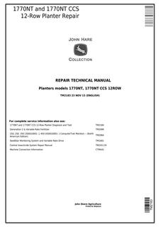 John Deere 1770NT, 1770NT CCS Planter Repair technical manual — actual manual cover