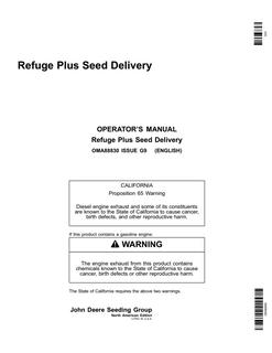John Deere 1770NT, 1790, DB90 Seed delivery system Operator manual OMA88830 — actual manual cover