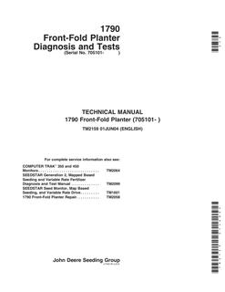 John Deere 1790 Front-Fold Planter Diagnosis and Tests Technical Manual (TM2159) — actual manual cover