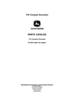 John Deere 17D Compact Excavator Parts Catalog — actual manual cover