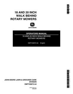 John Deere 18 and 20-Inch Walk-behind rotary mower Operator manual OMTY20673 — actual manual cover