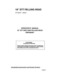 John Deere 18-inch STT Felling head Operator manual OMF286567 — actual manual cover