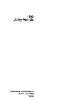 John Deere 1800 Utility vehicle Technical manual TM1527 — actual manual cover