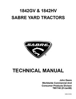 John Deere 1842GV, 1842HV Sabre yard tractor Technical manual — actual manual cover