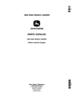 John Deere 1850 High Reach Loader Parts Catalog — actual manual cover