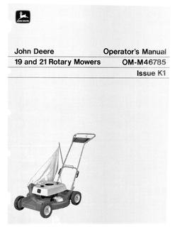 John Deere 19, 21 Operator Manual OM-M46785 — actual manual cover