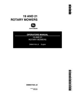 John Deere 19, 21 Operator Manual OMM47454 — actual manual cover