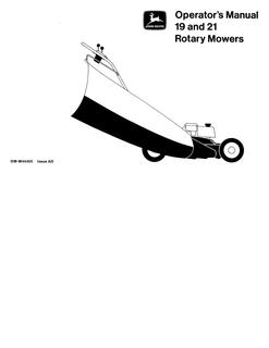 John Deere 19, 21 Rotary mower Operator manual OM-M44455 — actual manual cover